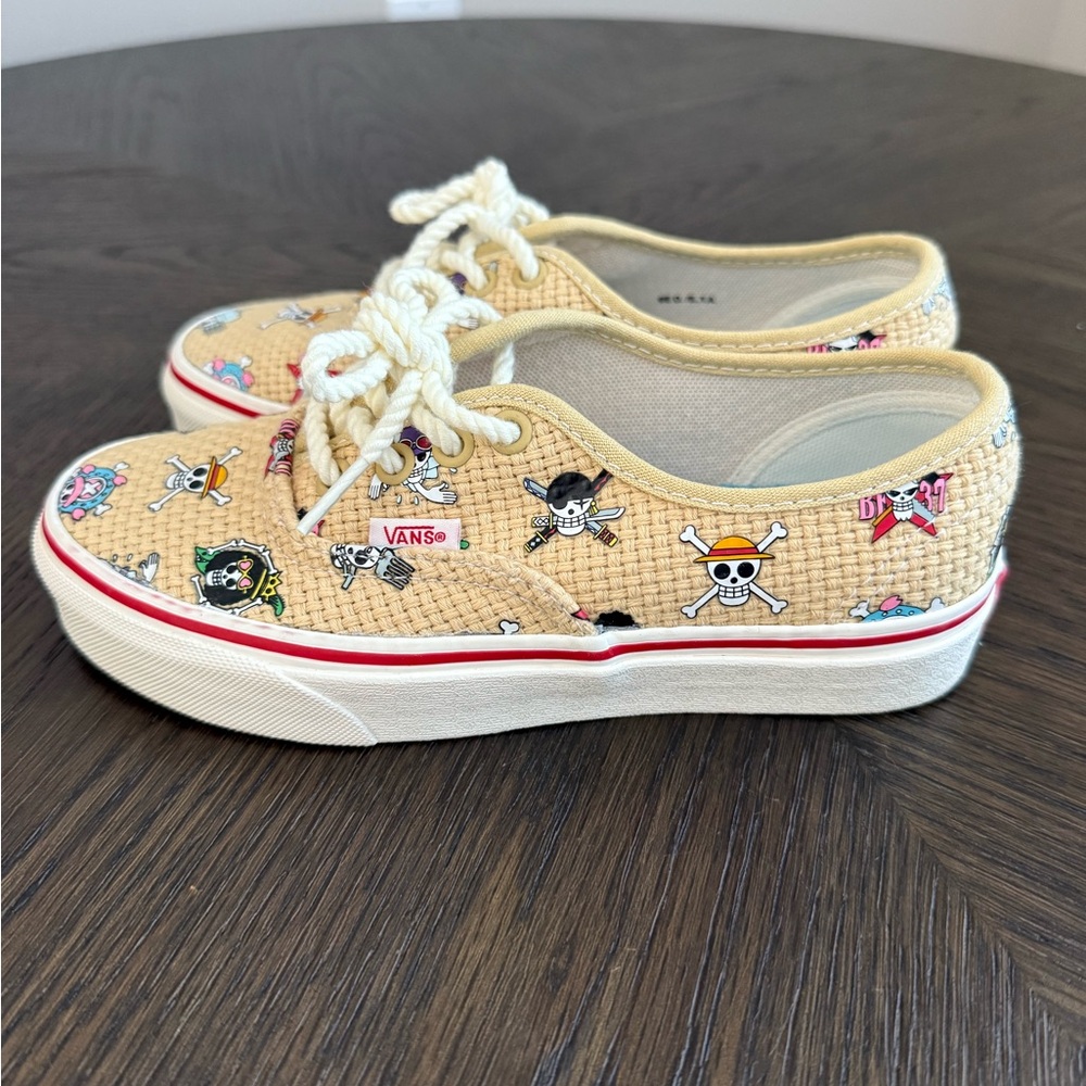 Vans x One Piece Authentic Sneakers Kids 3.5Y Woven Raffia Straw Collab Rare - Picture 2 of 6